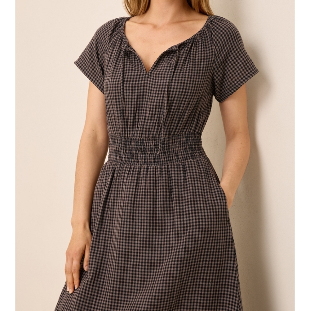 Pact Black and White Gingham Midi Dress - Picture 2 of 6